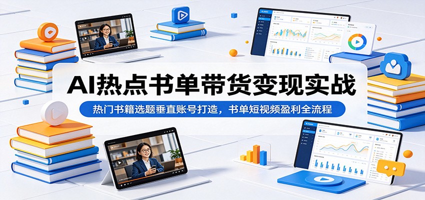 AI热点书单带货变现实战：热门书籍选题垂直账号打造，书单短视频盈利全流程-迦哆网创社