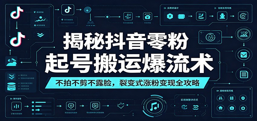 揭秘抖音零粉起号搬运爆流术：不拍不剪不露脸，裂变式涨粉变现全攻略-迦哆网创社