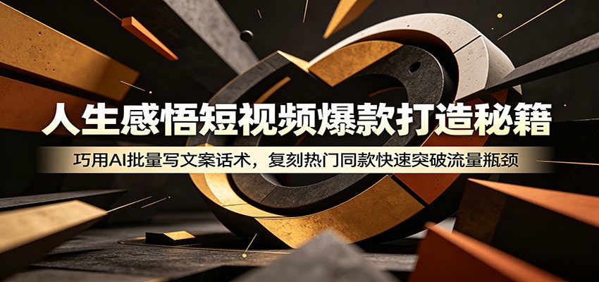 人生感悟短视频爆款打造秘籍：巧用A 批量写文案话术，复刻热门同款快速突破流量瓶颈-迦哆网创社