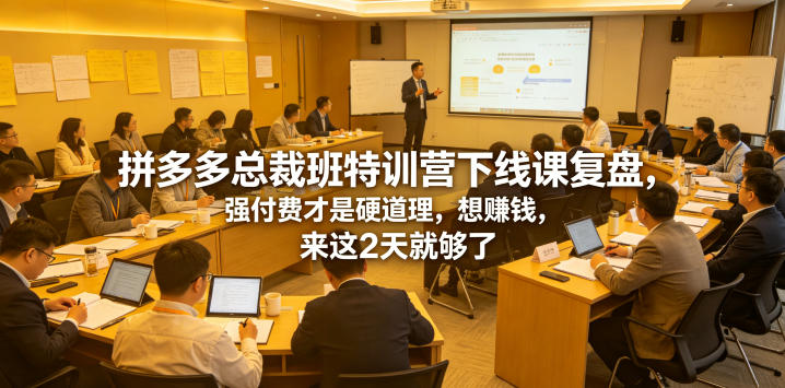 拼多多总裁班特训营下线课复盘,强付费才是硬道理,想賺钱,来这2天就够了-迦哆网创社
