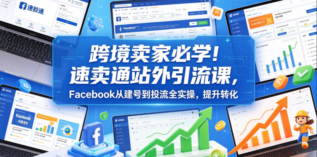 跨境卖家必学！速卖通站外引流课，Facebook从建号到投流全实操，提升转化-迦哆网创社