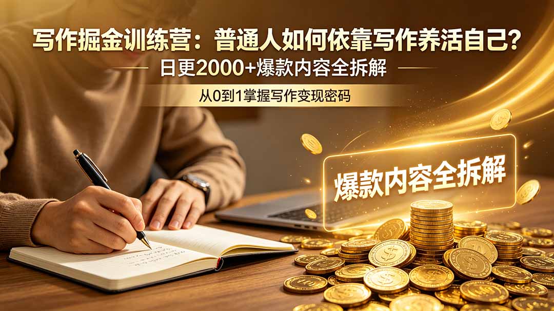 写作掘金训练营:普通人如何依靠写作养活自己?日更2000+爆款内容全拆解-迦哆网创社