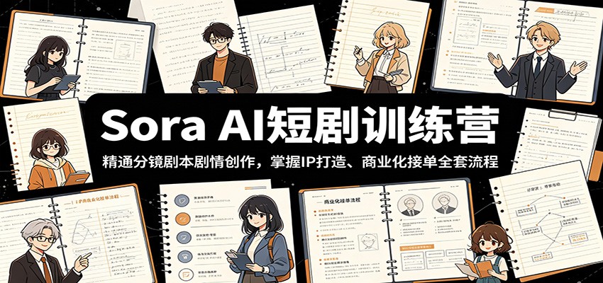 Sora AI短剧训练营：精通分镜剧本剧情创作，掌握IP打造、商业化接单全套流程-迦哆网创社