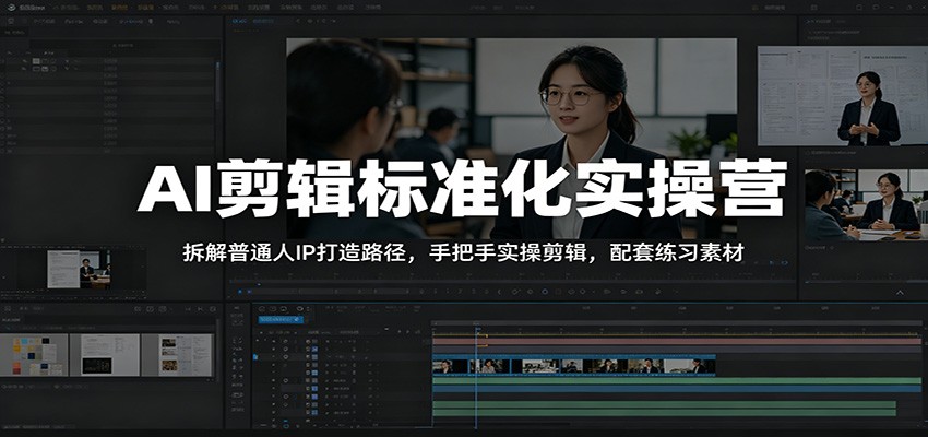 AI剪辑标准化实操营：拆解普通人IP打造路径，手把手实操剪辑，配套练习素材-迦哆网创社