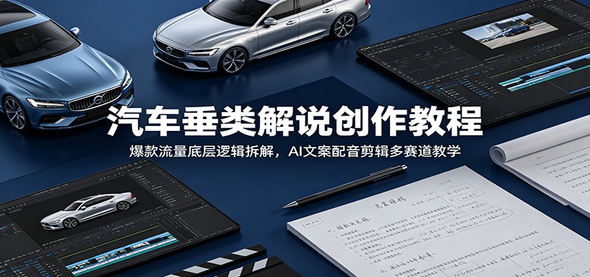 汽车垂类解说创作教程:爆款流量底层逻辑拆解,AI文案配音剪辑多赛道教学-迦哆网创社