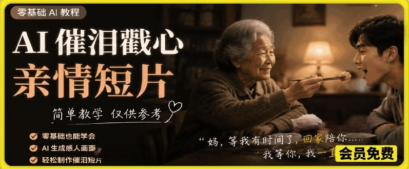 AI催泪戳心亲情短片，零基础AI教程，简单教学仅供参考-迦哆网创社