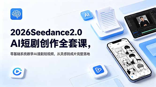 2026Seedance2.0AI短剧创作全套课,零基础系统教学AI漫剧短视频,从灵感到成片完整落地-迦哆网创社