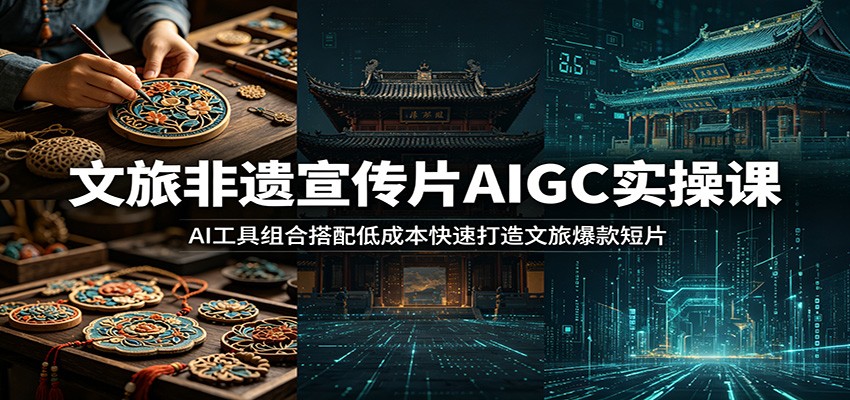 文旅非遗宣传片AIGC实操课：AI工具组合搭配低成本快速打造文旅爆款短片-迦哆网创社