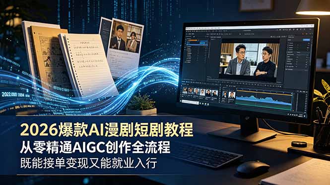 2026 爆款 AI 漫剧短剧教程 从零精通 AIGC 创作全流程 既能接单变现又能就业入行-迦哆网创社