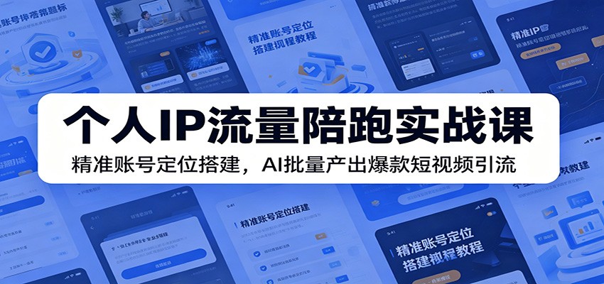 个人IP流量陪跑实战课：精准账号定位搭建，AI批量产出爆款短视频引流-迦哆网创社