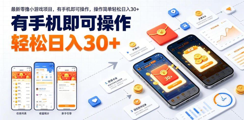 最新零撸小游戏项目，有手机即可操作，操作简单轻松日入30+-迦哆网创社