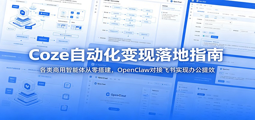 Coze自动化变现落地指南：各类商用智能体从零搭建，OpenClaw对接飞书实现办公提效-迦哆网创社