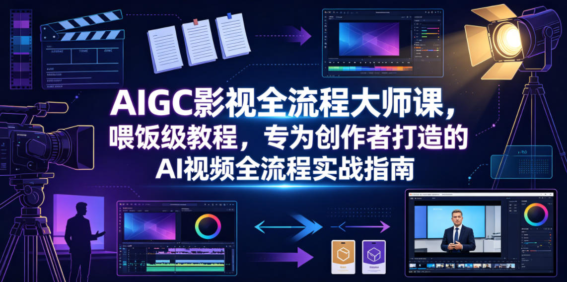 AIGC影视全流程大师课,喂饭级教程,专为创作者打造的AI视频全流程实战指南-迦哆网创社