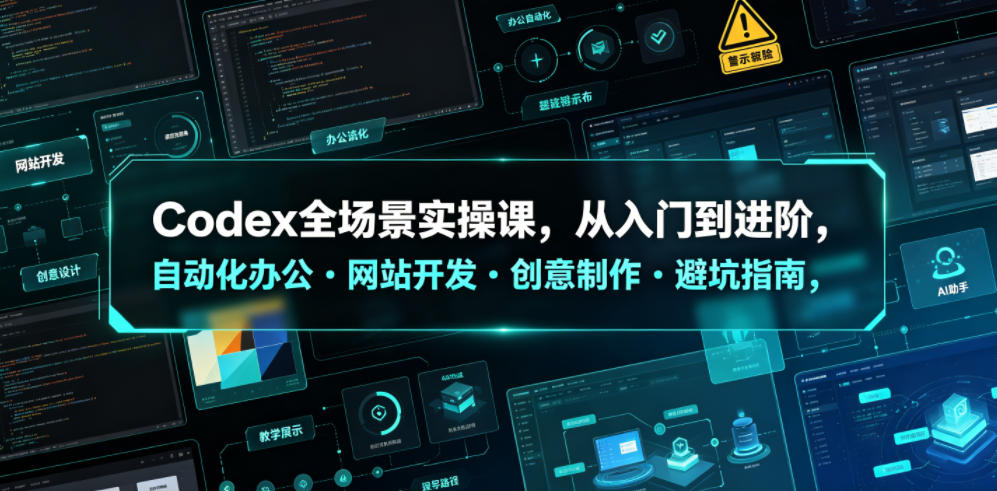 Codex全场景实操课,从入门到进阶,自动化办公・网站开发・创意制作・避坑指南,全流程教学-迦哆网创社