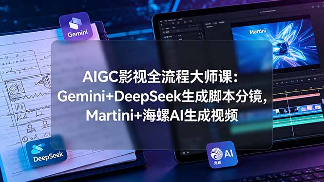 AIGC影视全流程大师课:Gemini+DeepSeek生成脚本分镜,Martini+海螺AI生成视频-迦哆网创社