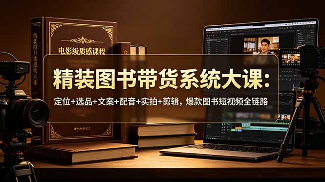 精装图书带货系统大课:定位+选品+文案+配音+实拍+剪辑,爆款图书短视频全链路-迦哆网创社