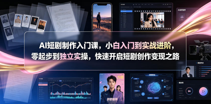 AI短剧制作入门课,小白入门到实战进阶,零起步到独立实操,快速开启短剧创作变现之路-迦哆网创社