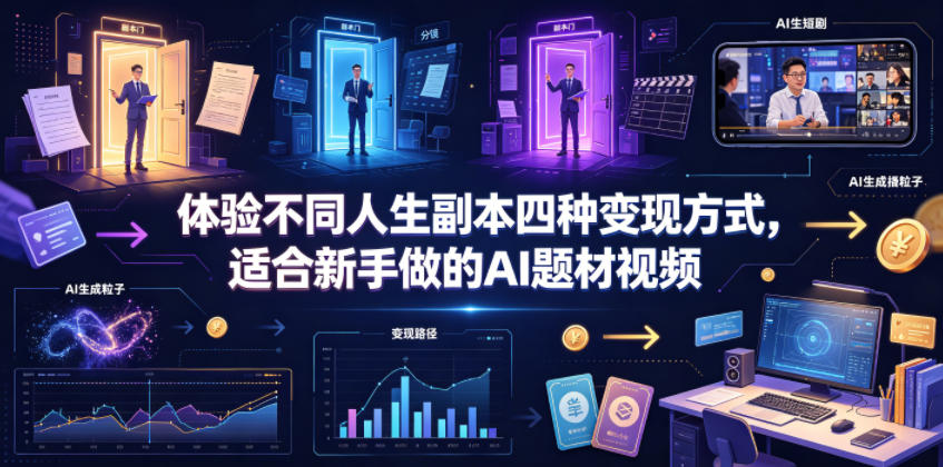 体验不同人生副本四种变现方式,适合新手做的AI题材视频-迦哆网创社