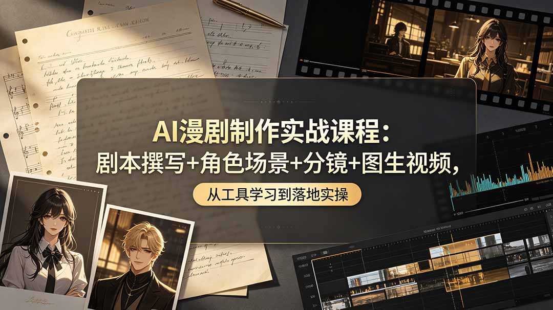AI漫剧制作实战课程:剧本撰写+角色场景+分镜+图生视频,从工具学习到落地实操-迦哆网创社