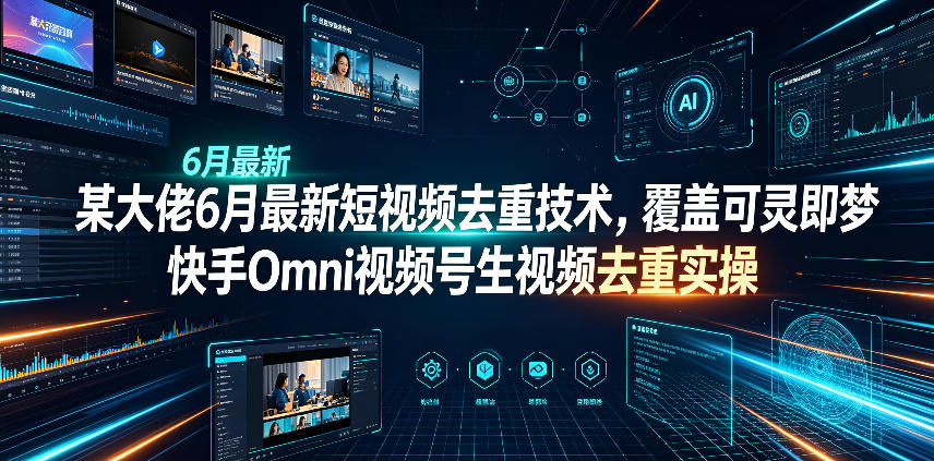 某大佬6月最新短视频去重技术,覆盖可灵即梦快手Omni视频号生视频去重实操-迦哆网创社