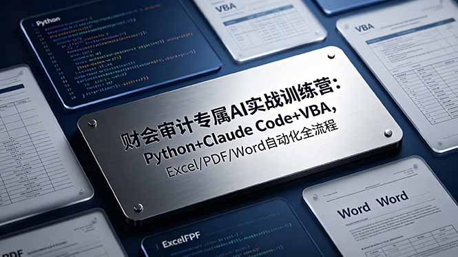 财会审计专属 AI实战训练营：Python+Claude Code+VBA，Excel/PDF/Word自动化全流程-迦哆网创社