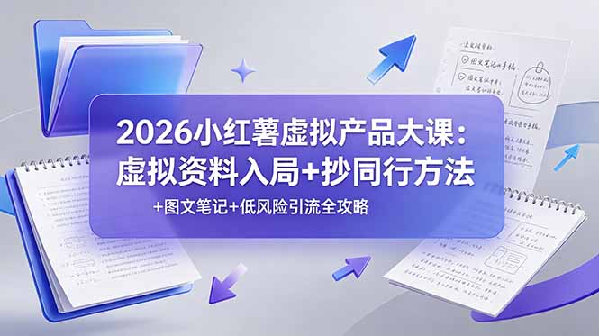 2026小红薯虚拟产品大课：虚拟资料入局+抄同行方法+图文笔记+低风险引流全攻略-迦哆网创社