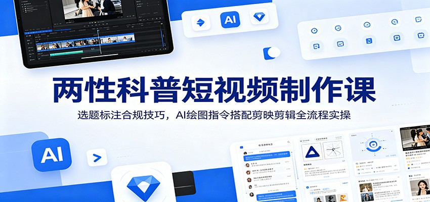 两性科普短视频制作课：选题标注合规技巧，AI绘图指令搭配剪映剪辑全流程实操-迦哆网创社