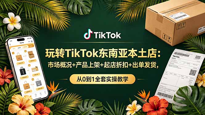 玩转TikTok东南亚本土店：市场概况+产品上架+起店折扣+出单发货，从0到1全套实操教学-迦哆网创社