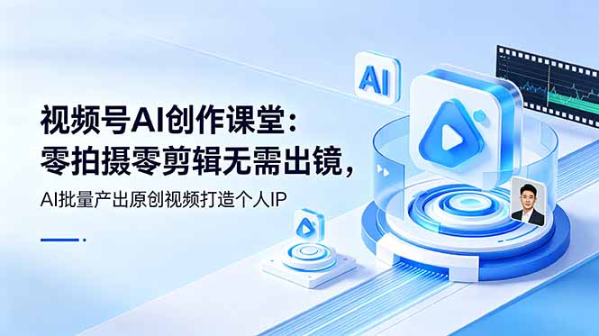 视频号AI创作课堂：零拍摄零剪辑无需出镜，AI批量产出原创视频打造个人IP-迦哆网创社