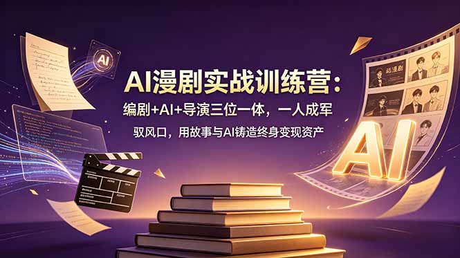 AI漫剧实战训练营：编剧+AI+导演三位一体，一人成军 驭风口，用故事与AI铸造终身变现资产-迦哆网创社