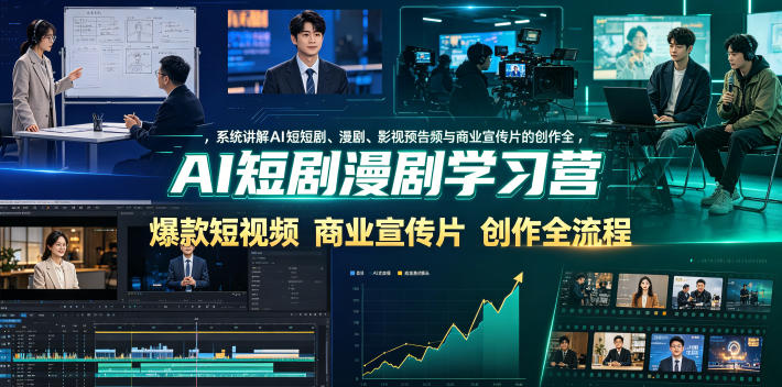 AI短剧漫剧学习营，系统讲解AI短剧、漫剧、影视预告片、爆款短视频与商业宣传片的创作全流程-迦哆网创社