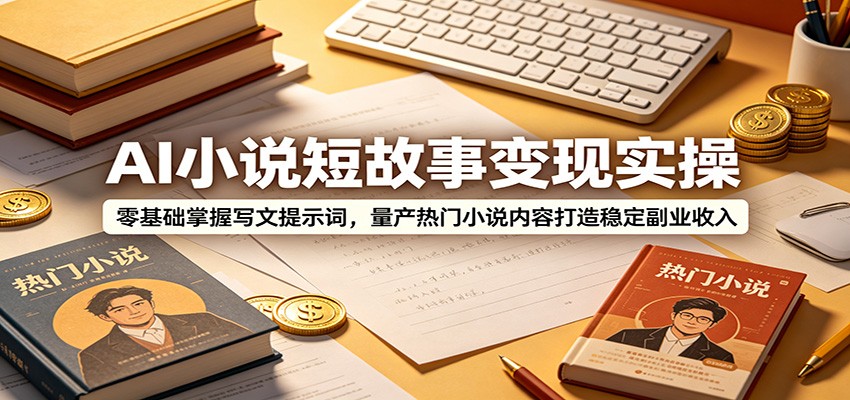 AI小说短故事变现实操：零基础掌握写文提示词，量产热门小说内容打造稳定副业收入-迦哆网创社