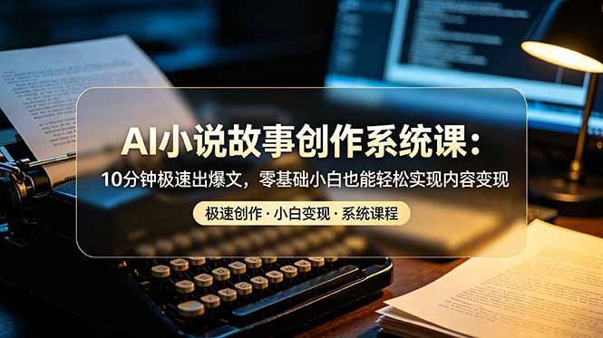 AI小说故事创作系统课：10分钟极速出爆文，零基础小白也能轻松实现内容变现-迦哆网创社