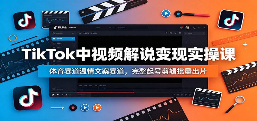 TikTok中视频解说变现实操课：体育赛道温情文案赛道，完整起号剪辑批量出片-迦哆网创社