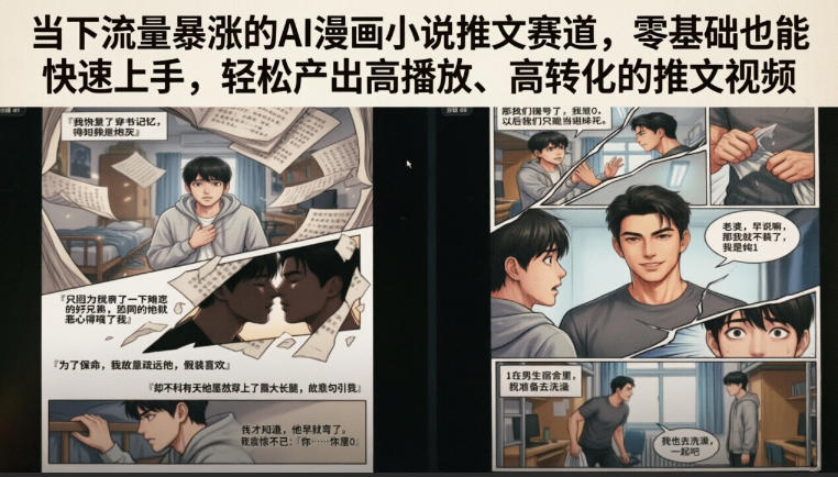 当下流量暴涨的AI漫画小说推文赛道，零基础也能快速上手，轻松产出高播放、高转化的推文视频-迦哆网创社