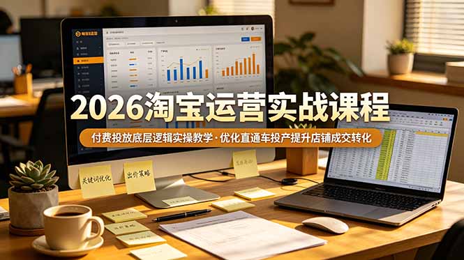 2026 淘宝运营实战课程，付费投放底层逻辑实操教学，优化直通车投产提升店铺成交转化-迦哆网创社
