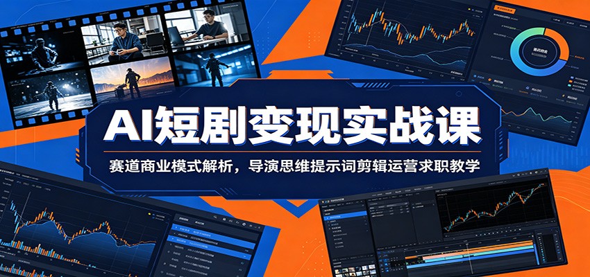 AI短剧变现实战课：赛道商业模式解析，导演思维提示词剪辑运营求职教学-迦哆网创社
