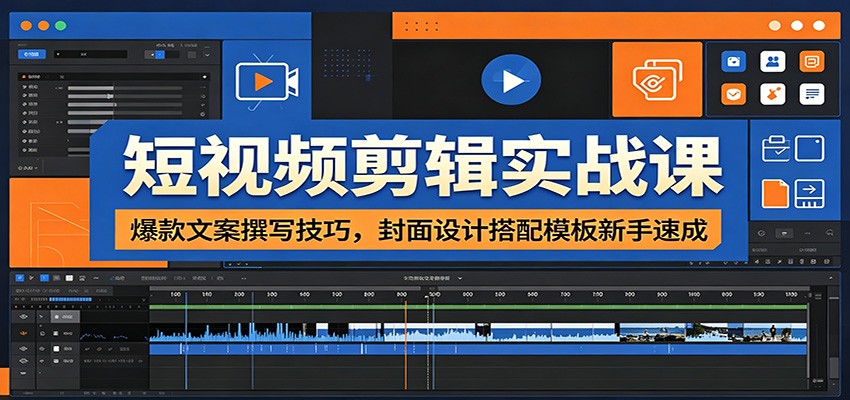 短视频剪辑实战课：爆款文案撰写技巧，封面设计搭配模板新手速成-迦哆网创社