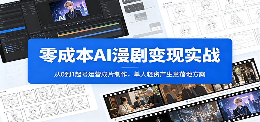 零成本AI漫剧变现实战：从0到1起号运营成片制作，单人轻资产生意落地方案-迦哆网创社