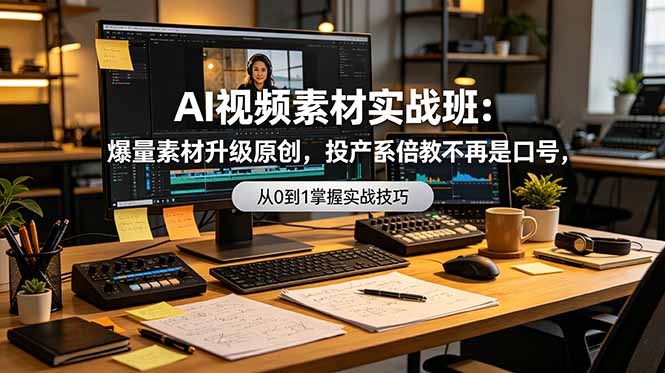 AI视频素材实战班：爆量素材升级原创，投产翻倍不再是口号，0-1系统教学实战落地-迦哆网创社
