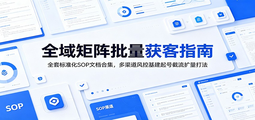 全域矩阵批量获客指南：全套标准化SOP文档合集，多渠道风控基建起号截流扩量打法-迦哆网创社