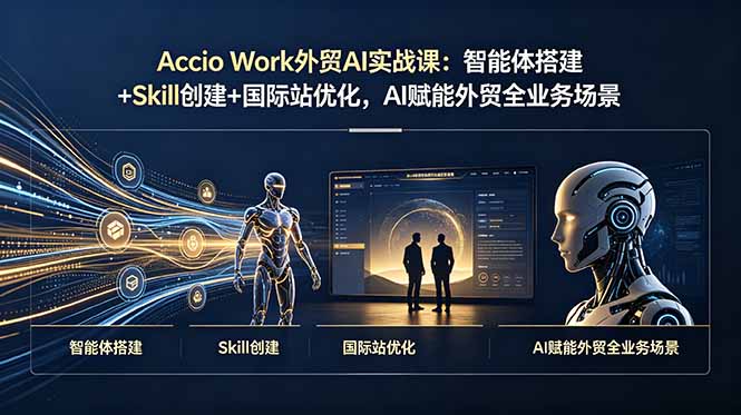 Accio Work外贸AI实战课：智能体搭建+Skill创建+国际站优化，AI赋能外贸全业务场景-迦哆网创社
