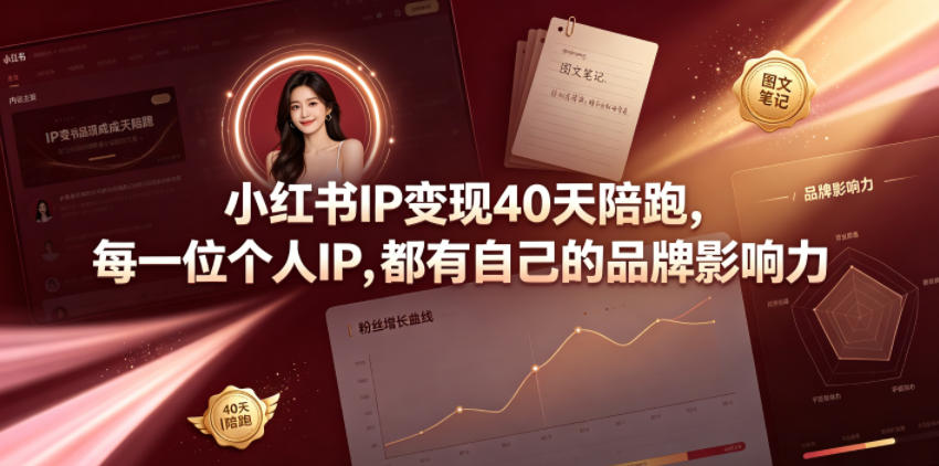 小红书IP变现40天陪跑，每一位个人IP，都有自己的品牌影响力-迦哆网创社