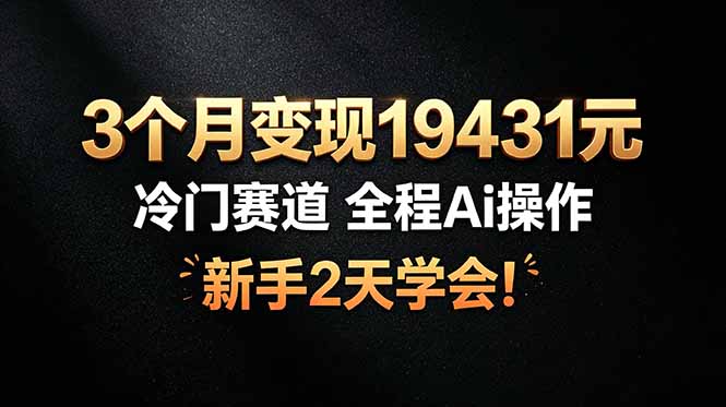 3个月变现19431元，冷门赛道 全程Ai操作，新手2天学会！-迦哆网创社