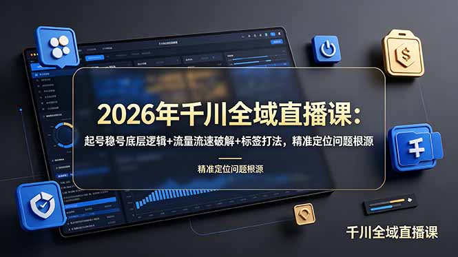 2026年千川全域直播课：起号稳号底层逻辑+流量流速破解+标签打法，精准定位问题根源-迦哆网创社
