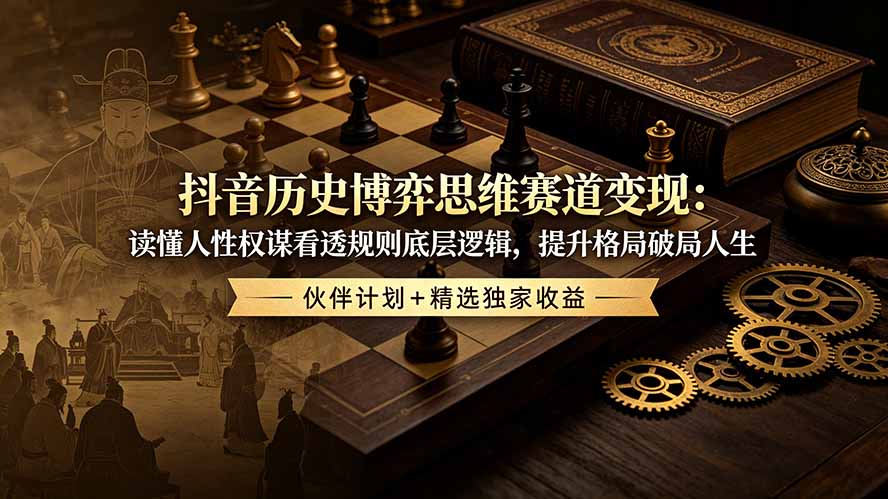 抖音历史博弈思维赛道变现：读懂人性权谋看透规则底层逻辑，提升格局破局人生，伙伴计划+精选独家收益-迦哆网创社