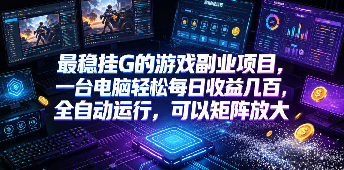 最稳挂G的游戏副业项目，一台电脑轻松每日收益几百，全自动运行，可以矩阵放大【揭秘】-迦哆网创社
