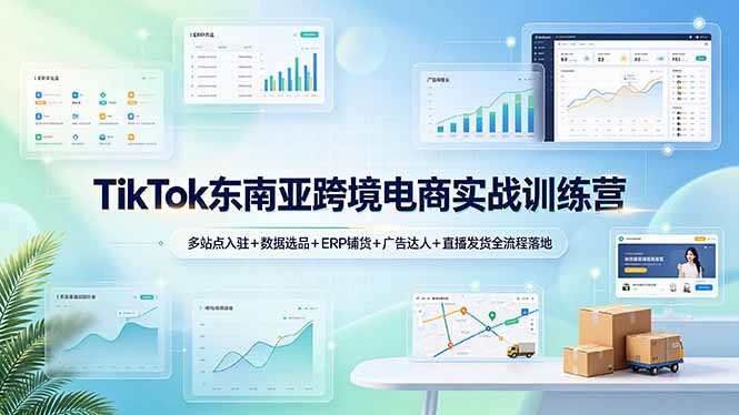 TikTok东南亚跨境电商实战训练营：多站点入驻+数据选品+ERP铺货+广告达人+直播发货全流程落地-迦哆网创社