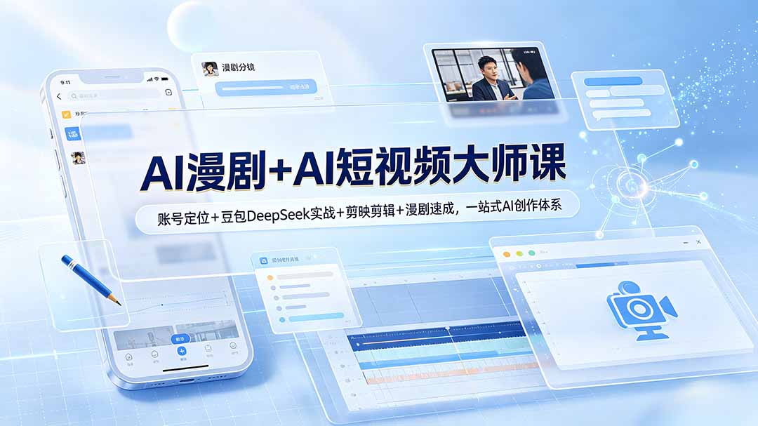 AI漫剧+AI短视频大师课：账号定位+豆包DeepSeek实战+剪映剪辑+漫剧速成，一站式AI创作体系-迦哆网创社