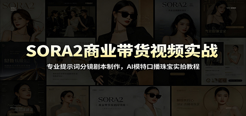 SORA2商业带货视频实战：专业提示词分镜剧本制作，AI模特口播珠宝实拍教程-迦哆网创社